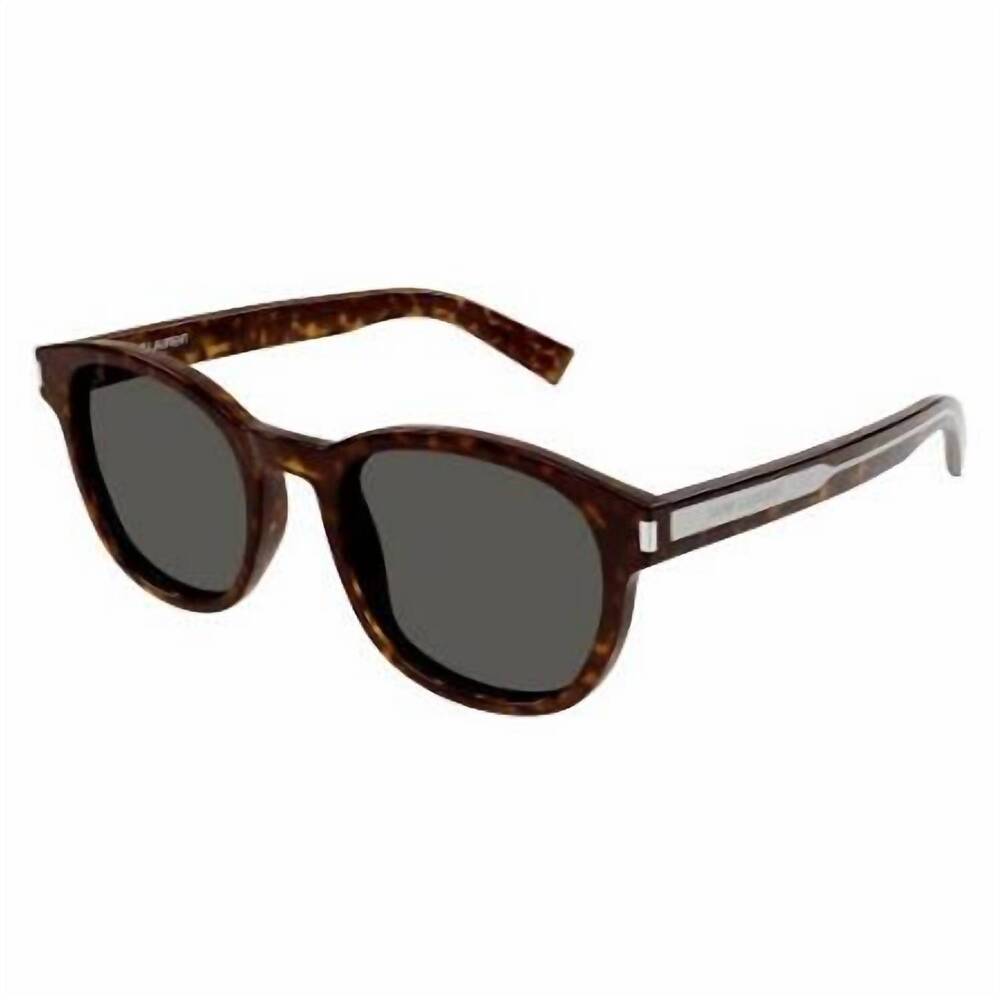NEW SAINT LAURENT men's round style sunglasses in havana crystal grey